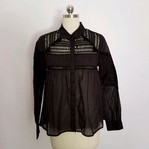 Veroalfie Black Eyelet Yoke Top Shirt